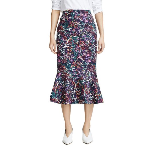 Saloni NWT Portia Floral Midi Skirt in Woodland size 2 - Picture 1 of 10